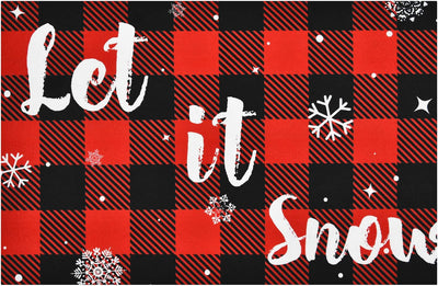 Christmas Buffalo Plaid Rug, Let It Snow Christmas Doormat with Non Slip Backing, Christmas Mats for Outdoor Front Door, Soft Indoor Rug for Bedroom Living Room Kitchen, 18 X 30 Inch